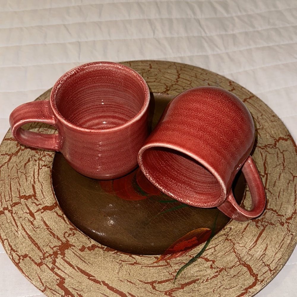 tag Set of 2 Large Cherry Red Mugs